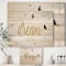 Designart - Family of Birds on Gold Words II - Cottage Print on Natural Pine Wood